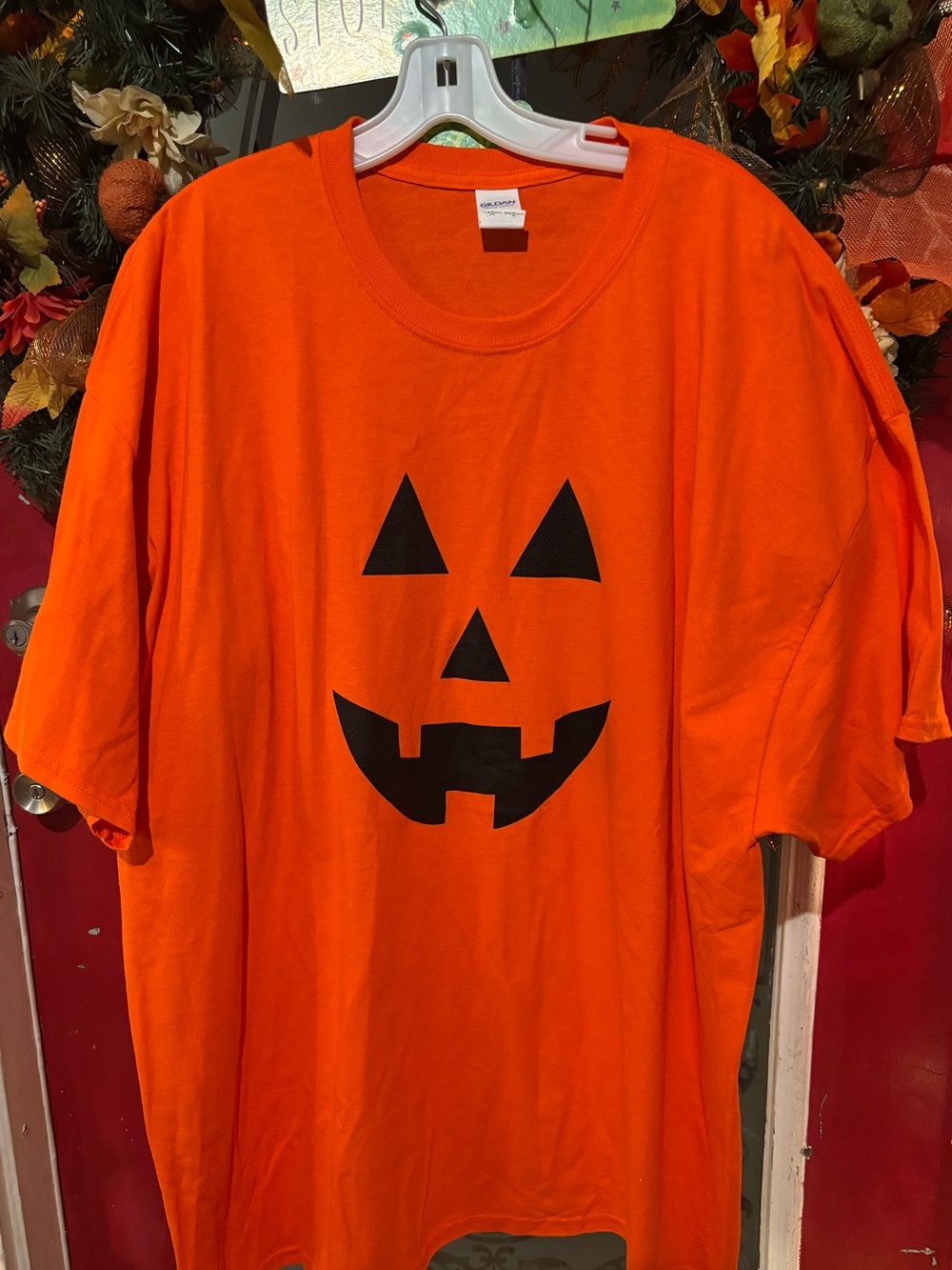 Mens Orange Halloween Jack-O'-Lantern Tee